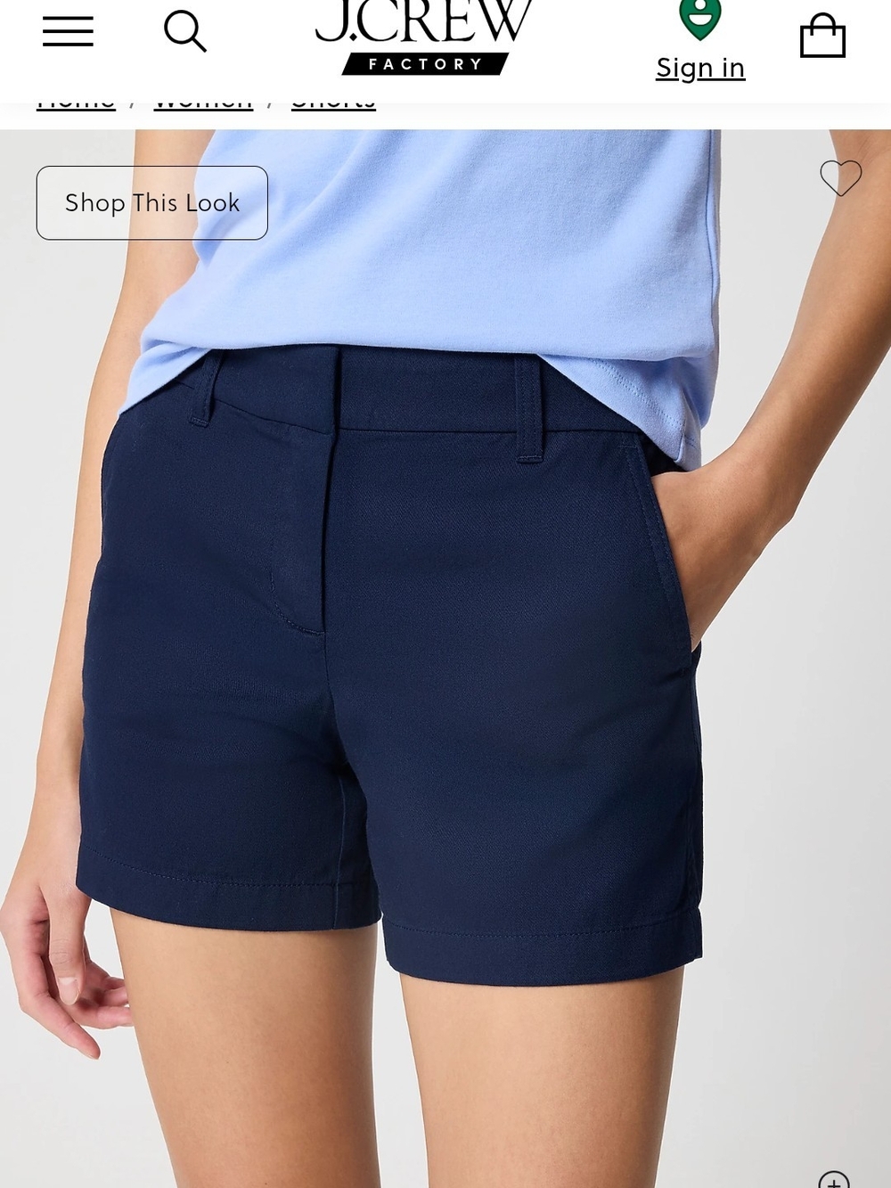 J. Crew Factory Classic Black Chino Shorts, Size 8